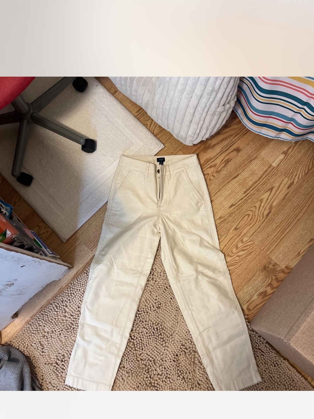 J-Crew Cream Straight-Leg Pants